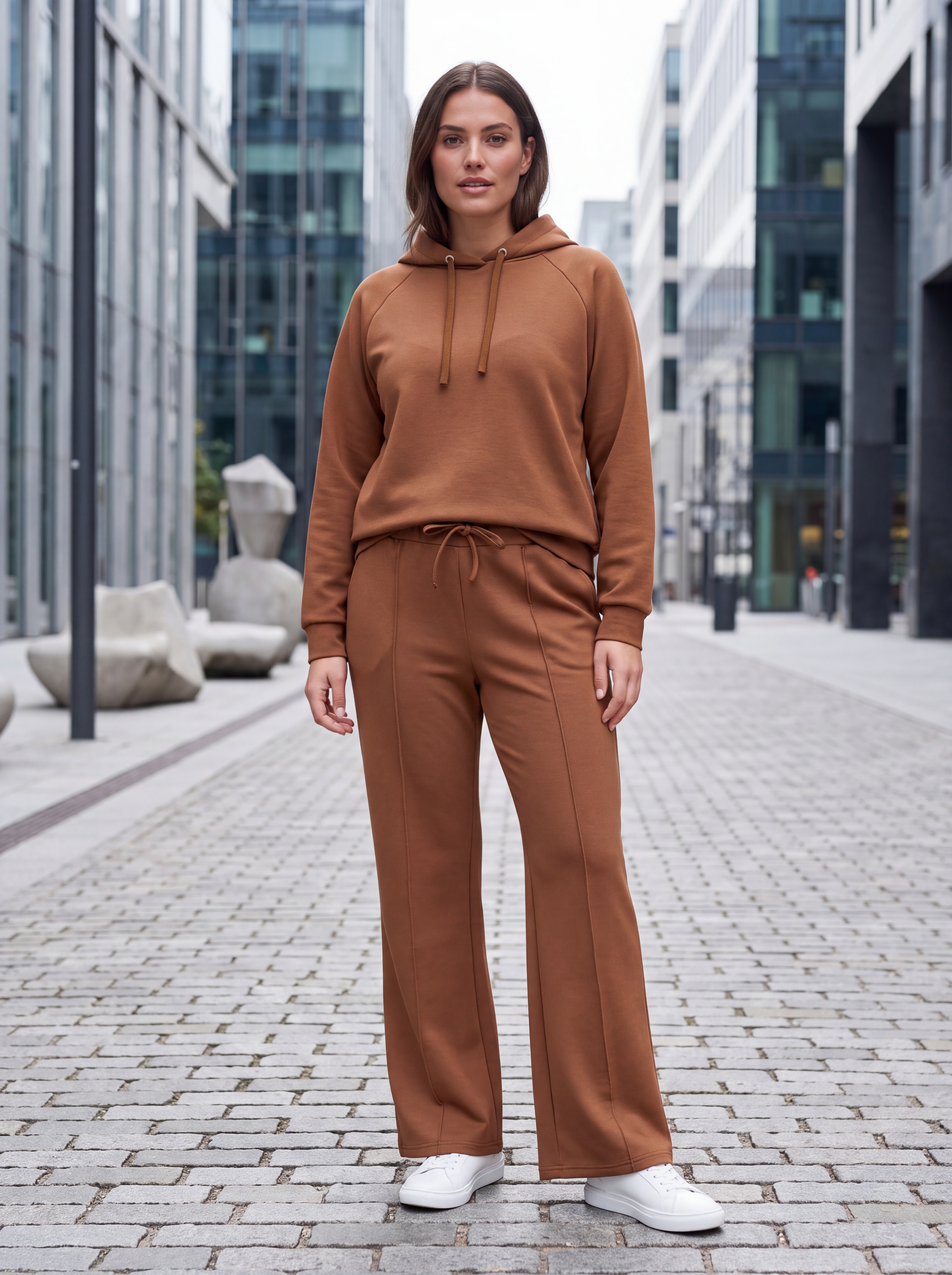 Dámske pohodlné nohavice BROADWAY NYC FASHION SCUBA Dark Camel s.WEAR 1